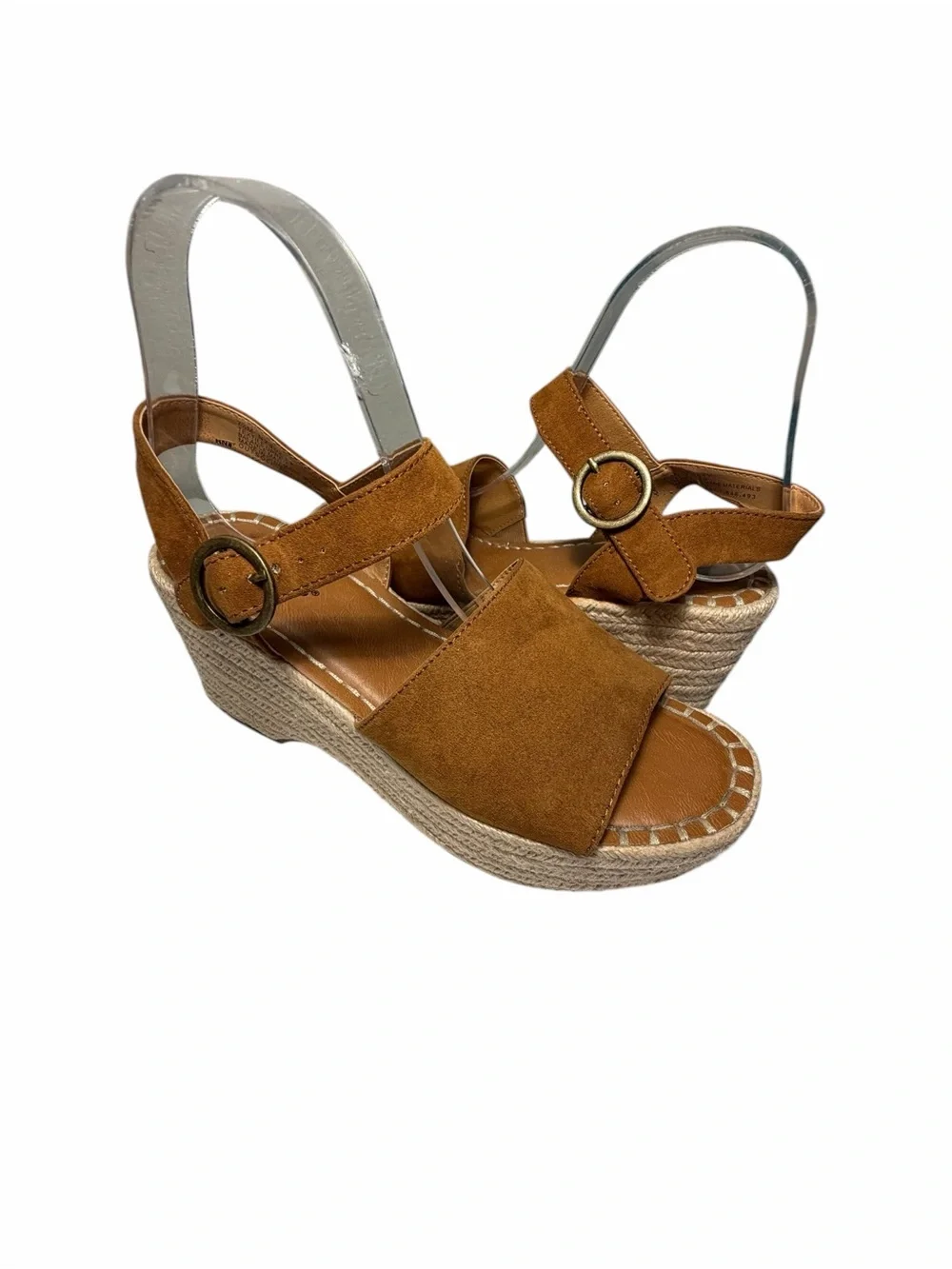 Sechelles Espadrille Suede Open-Toe Ankle Strap Wedge Sandals Sz 7.5
